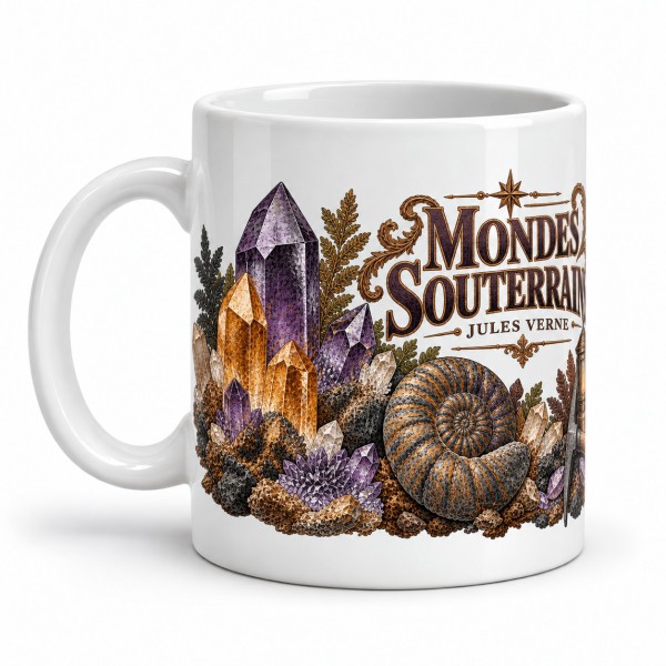Mug Jules Verne - Le cabinet des mondes souterrains, anse à gauche