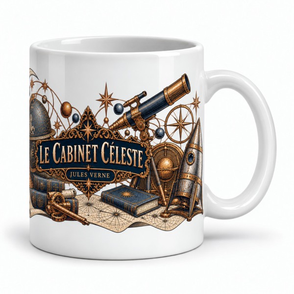 Mug Jules Verne - Le cabinet céleste, anse à droite