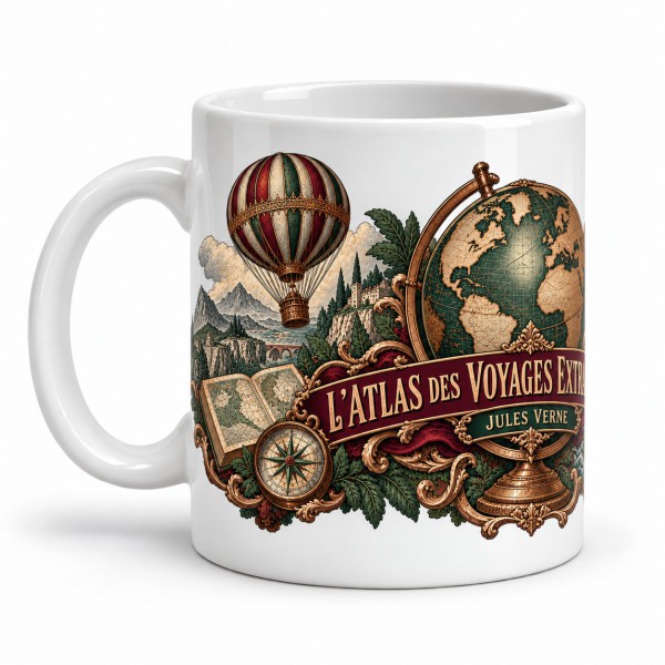Mug Jules Verne - L’atlas des Voyages extraordinaires, anse à gauche