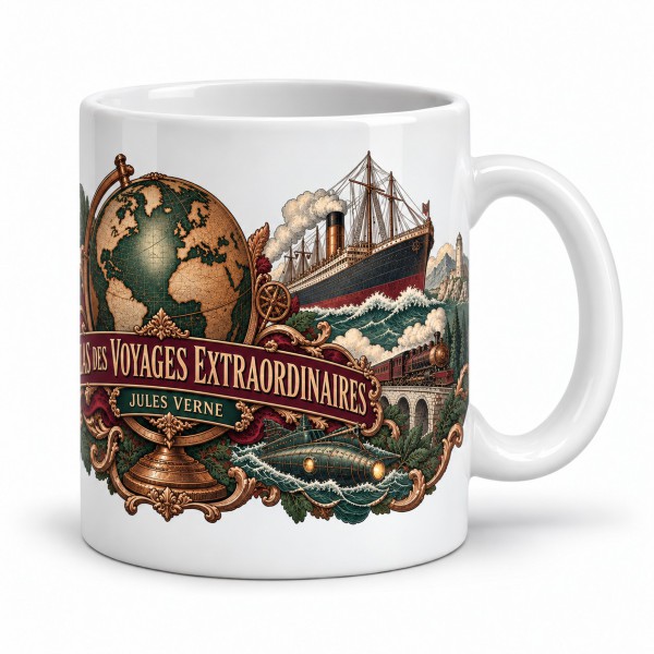 Mug Jules Verne - L’atlas des Voyages extraordinaires, anse à droite