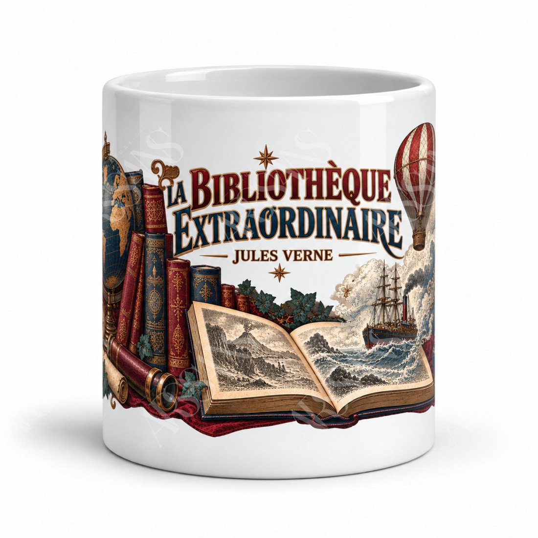Mug Jules Verne - La bibliothèque extraordinaire, vue de face