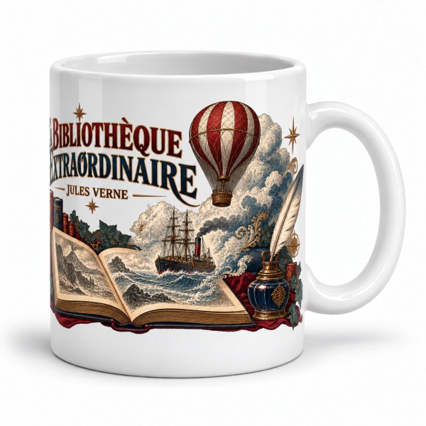 Mug Jules Verne - La bibliothèque extraordinaire, anse à droite