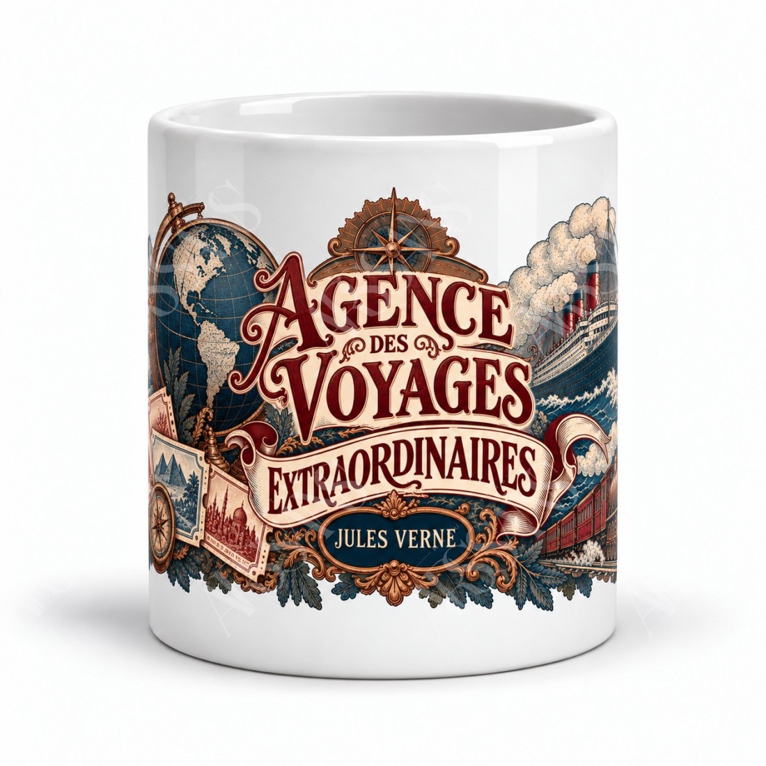 Mug Jules Verne - Agence des Voyages extraordinaires, vue de face