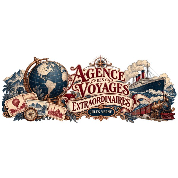 Mug Jules Verne - Agence des Voyages extraordinaires, décor à plat