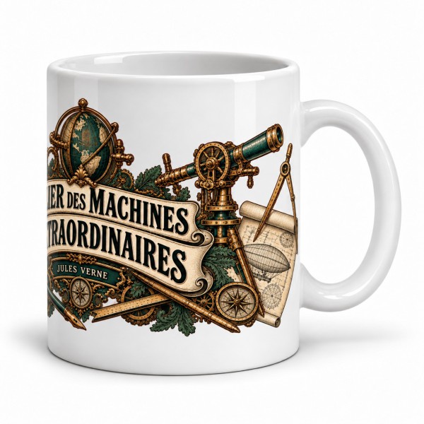 Mug Jules Verne - Atelier des machines extraordinaires, anse à droite