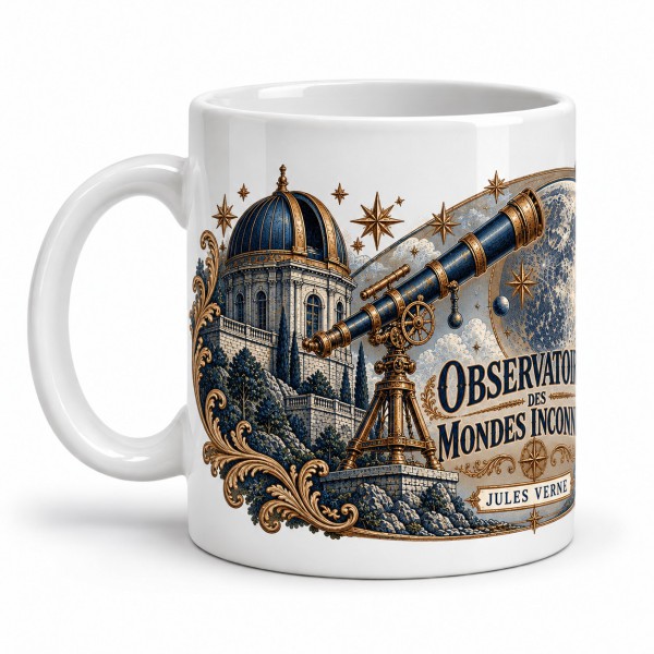 Mug Jules Verne - Observatoire des mondes inconnus, anse à gauche