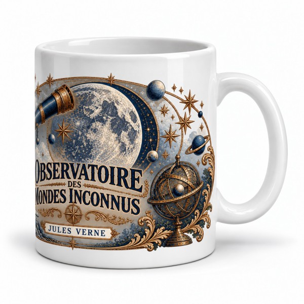 Mug Jules Verne - Observatoire des mondes inconnus, anse à droite