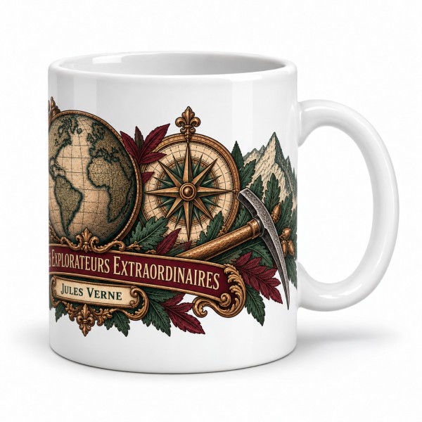 Mug Jules Verne - Société des explorateurs extraordinaires, anse à droite