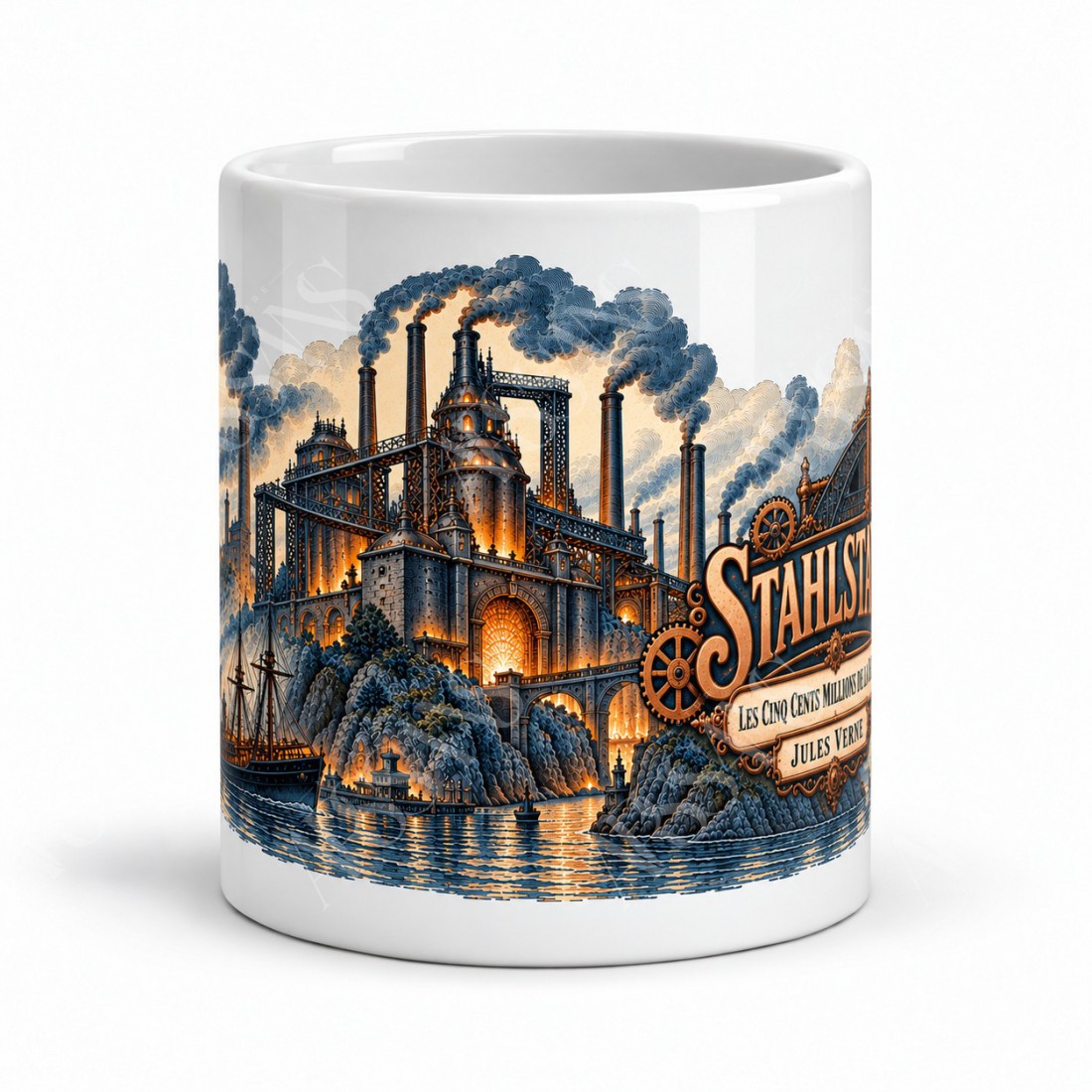 Mug Jules Verne - Stahlstadt, vue de face