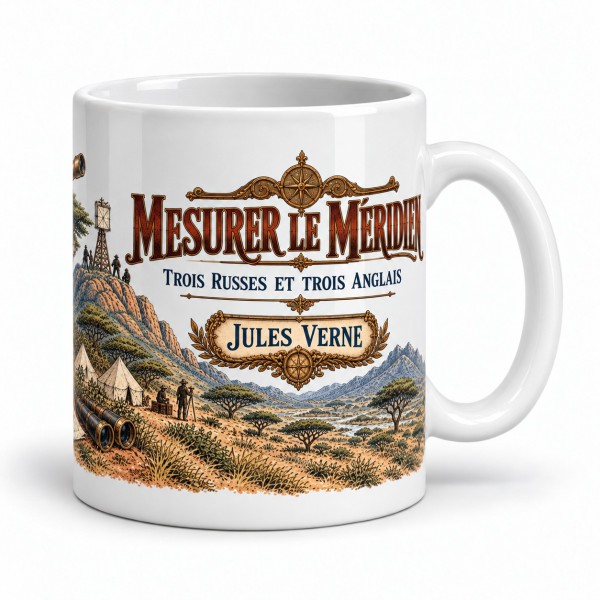 Mug Jules Verne - Mesurer le méridien, anse à droite