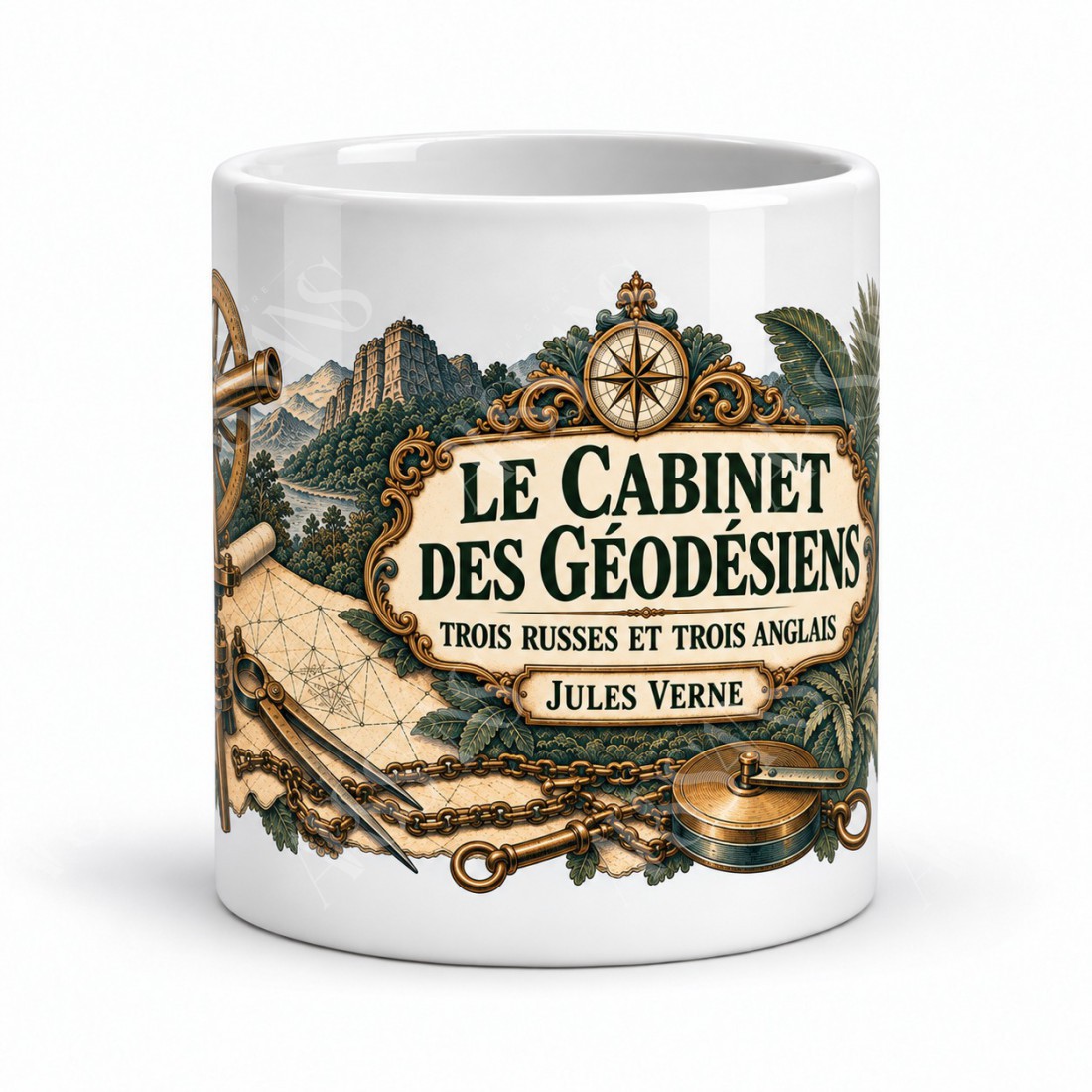 Mug Jules Verne - Le cabinet des géodésiens, vue de face