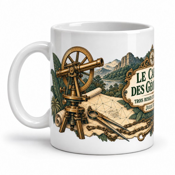 Mug Jules Verne - Le cabinet des géodésiens, anse à gauche