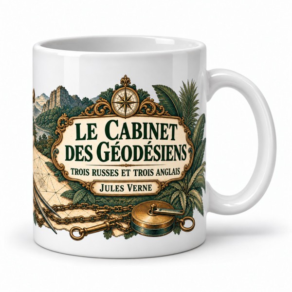 Mug Jules Verne - Le cabinet des géodésiens, anse à droite