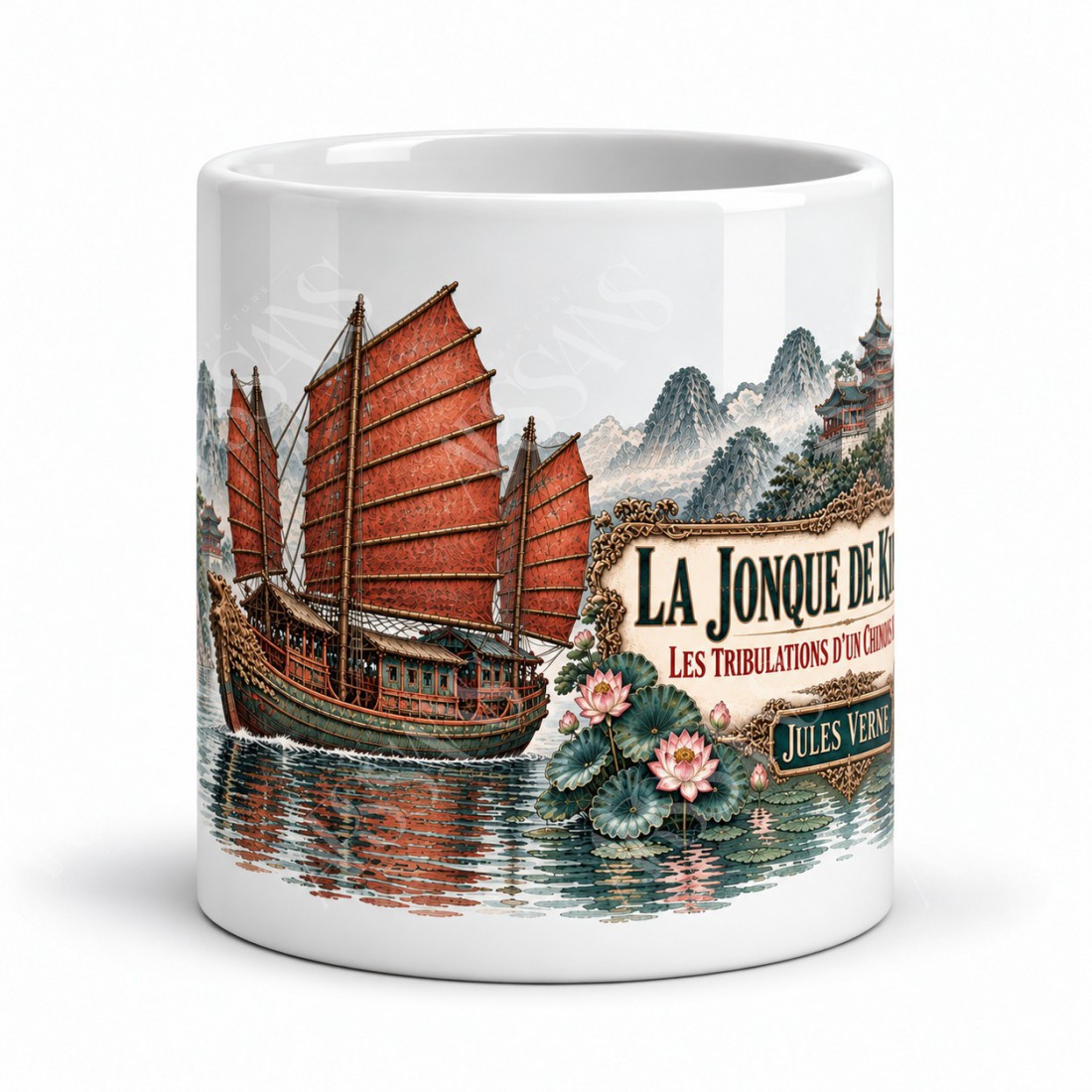 Mug Jules Verne - La jonque de Kin-Fo, vue de face