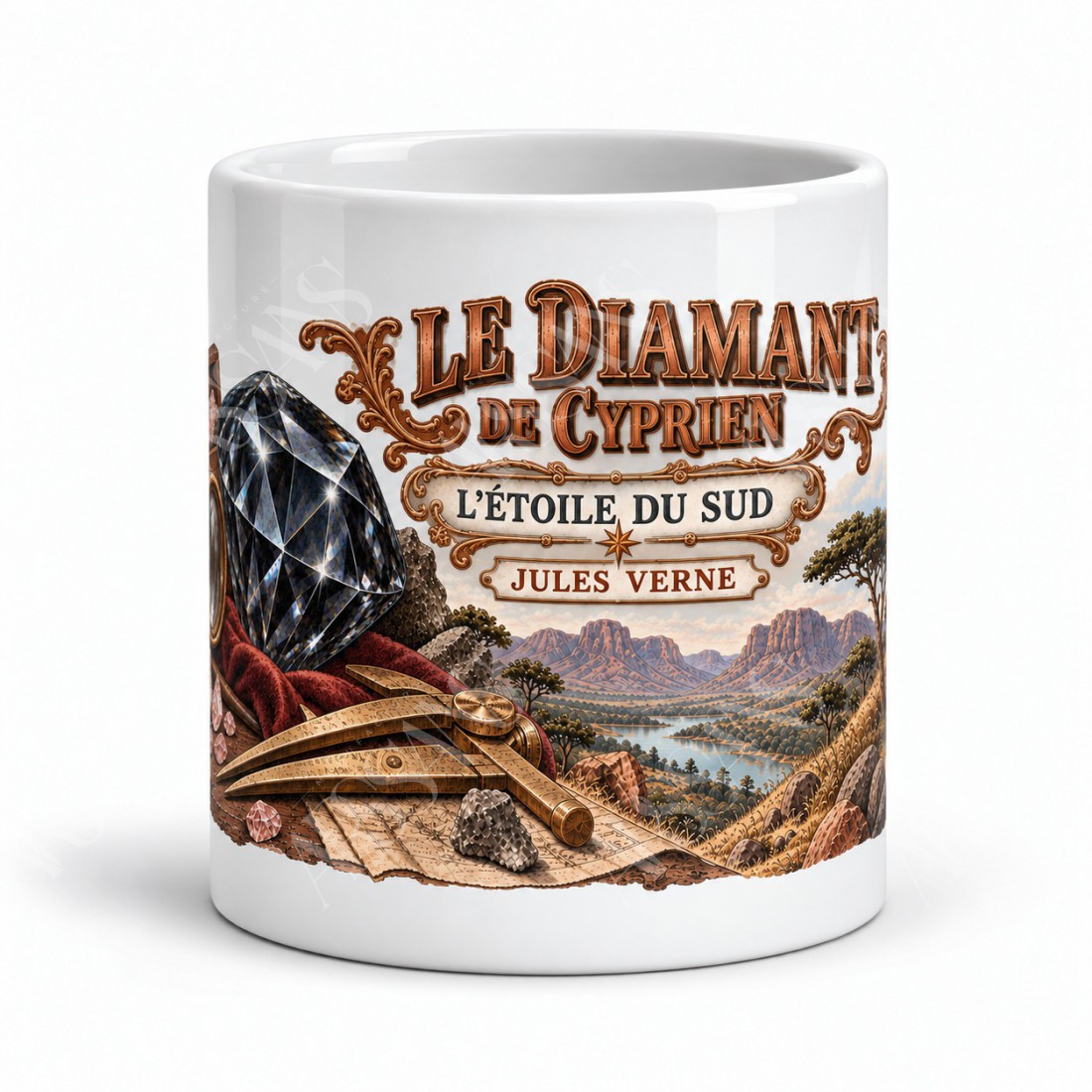 Mug Jules Verne - Le diamant de Cyprien, vue de face