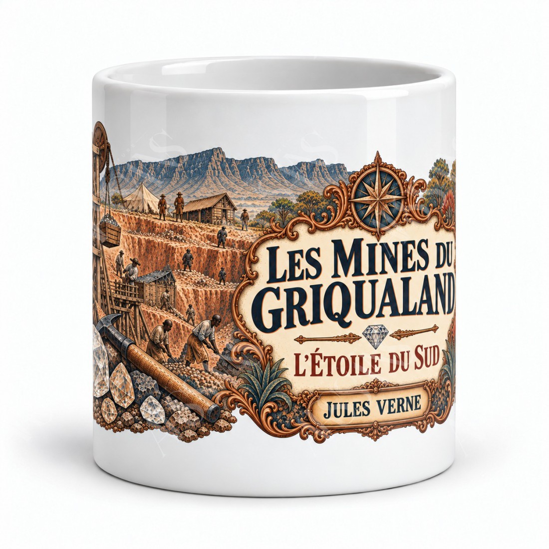 Mug Jules Verne - Les mines du Griqualand, vue de face