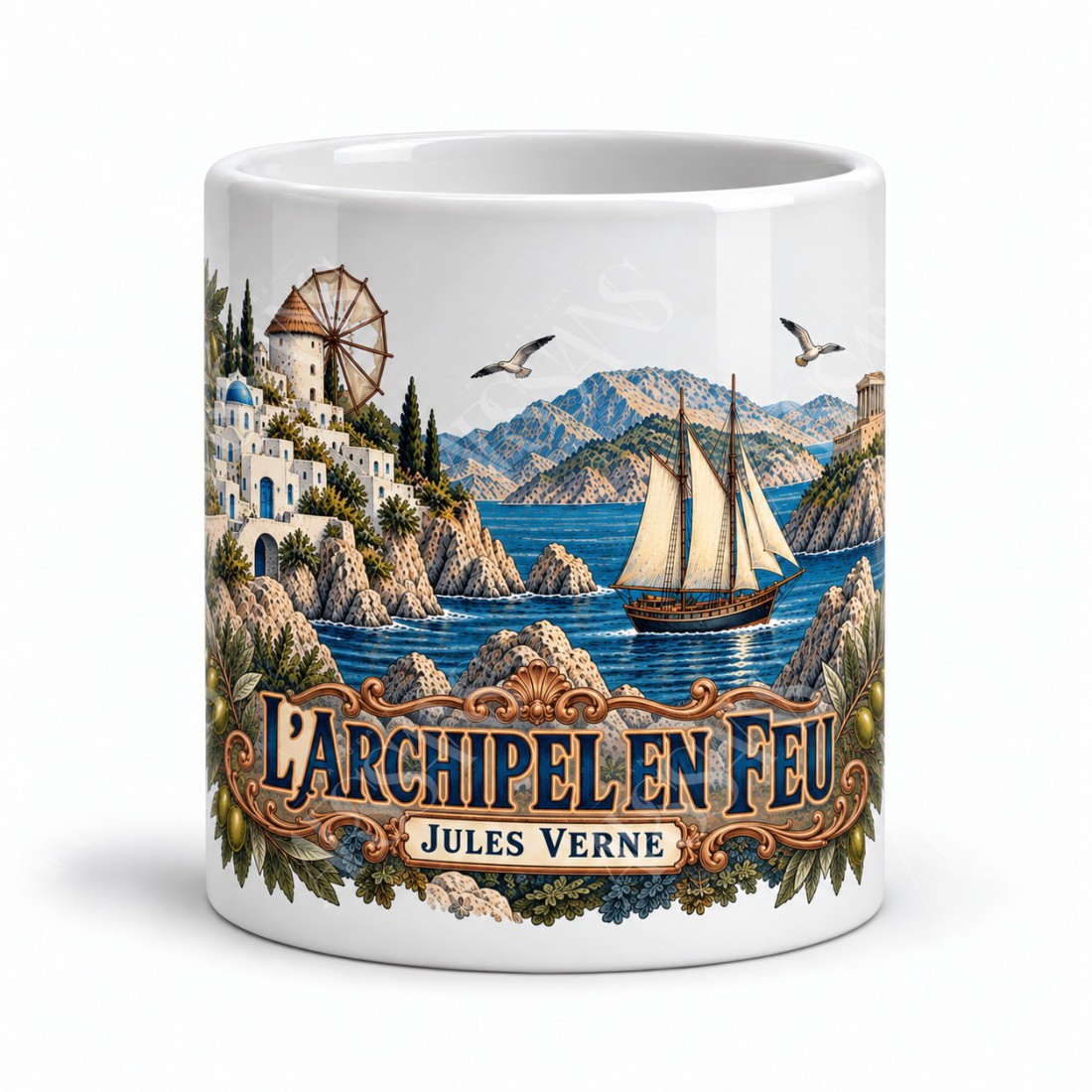 Mug Jules Verne - L’archipel grec, vue de face