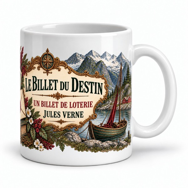 Mug Jules Verne - Le billet du destin, anse à droite