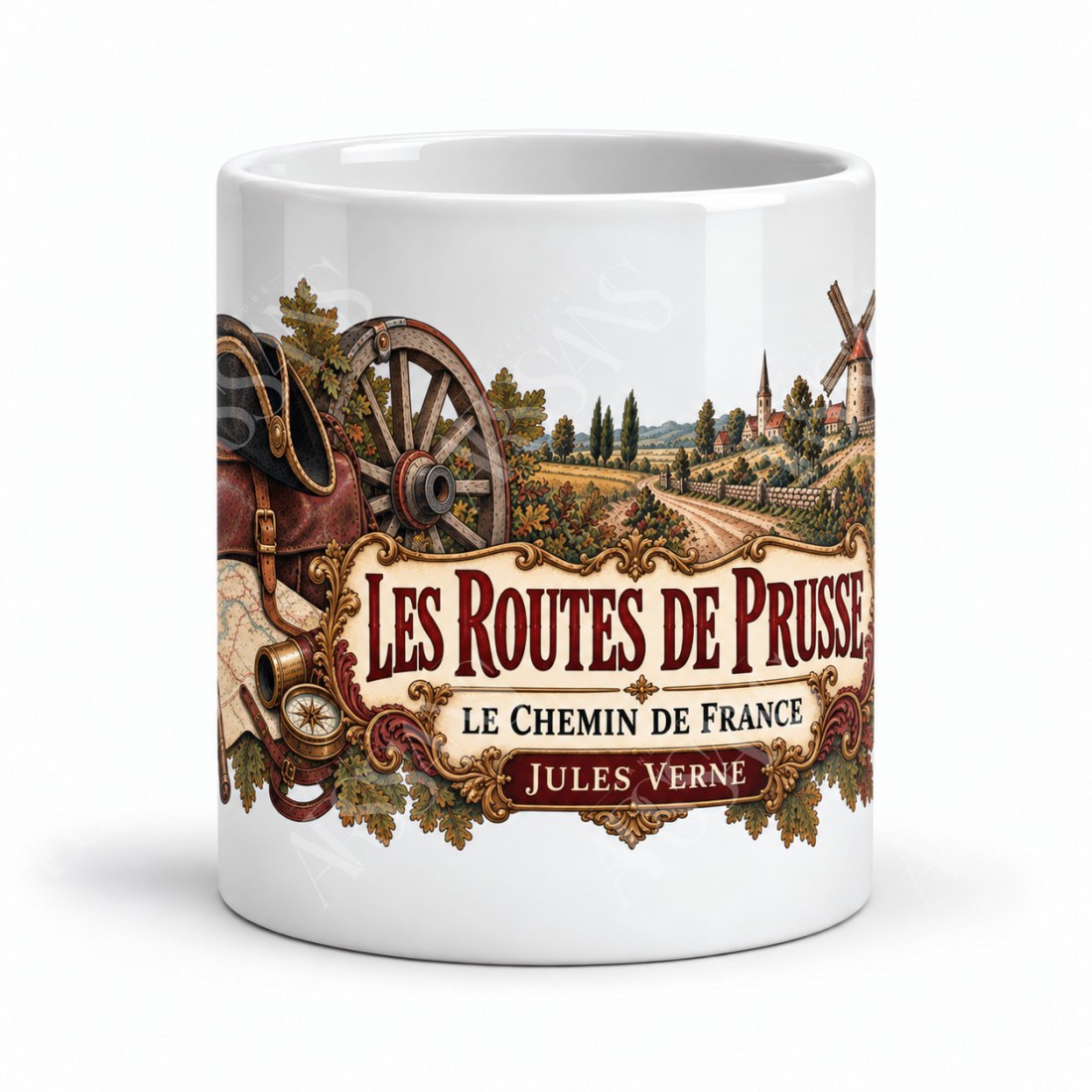 Mug Jules Verne - Les routes de Prusse, vue de face