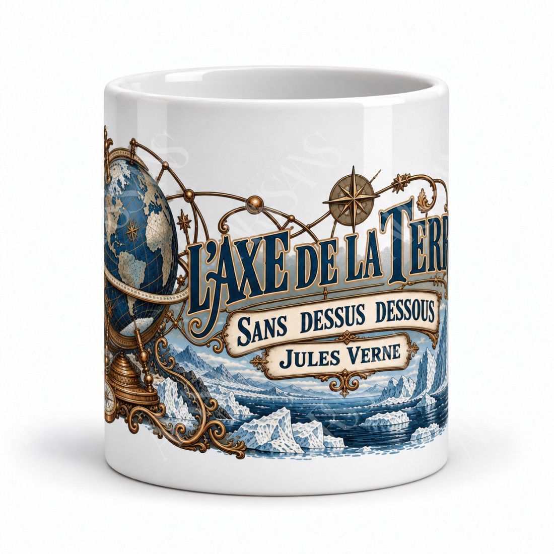 Mug Jules Verne - L’axe de la Terre, vue de face