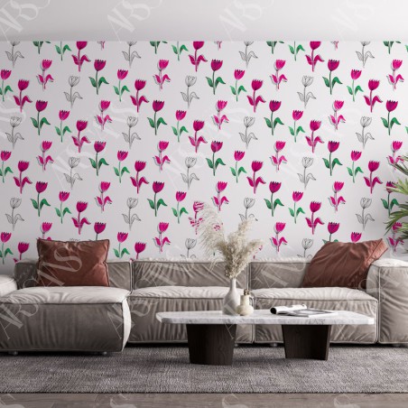Papier Peint Tulipe — papier peint intissé rose pour salon