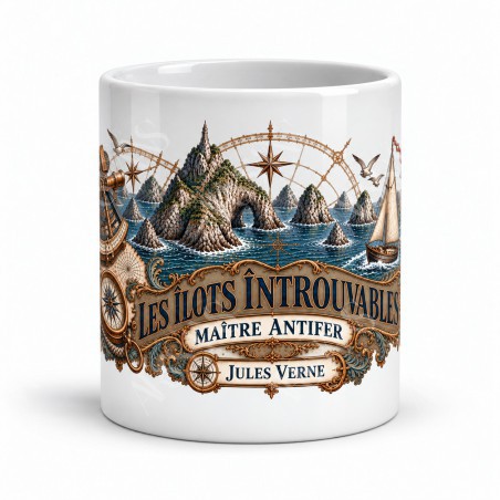 Mug Jules Verne - Les îlots introuvables, vue de face