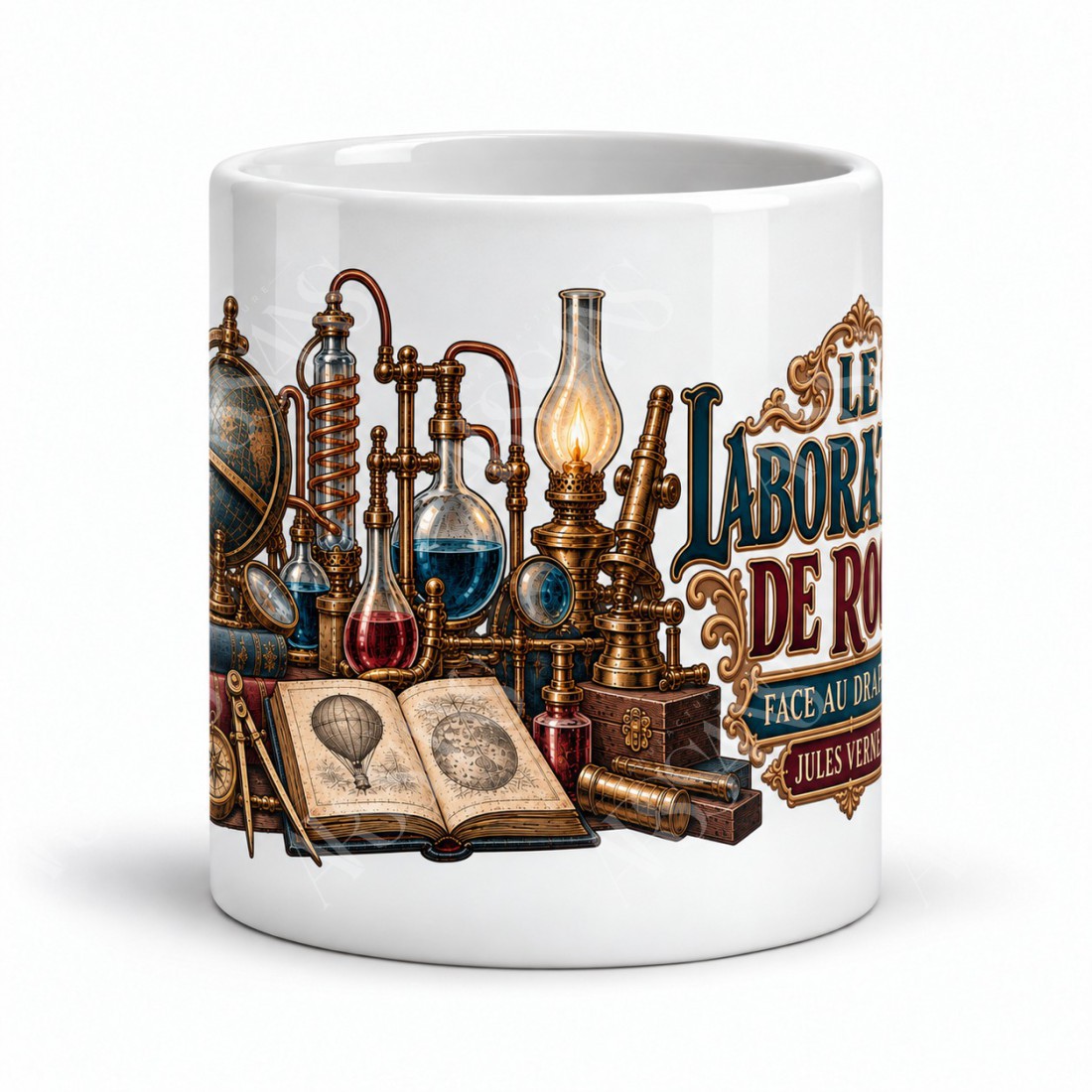 Mug Jules Verne - Le laboratoire de Roch, vue de face