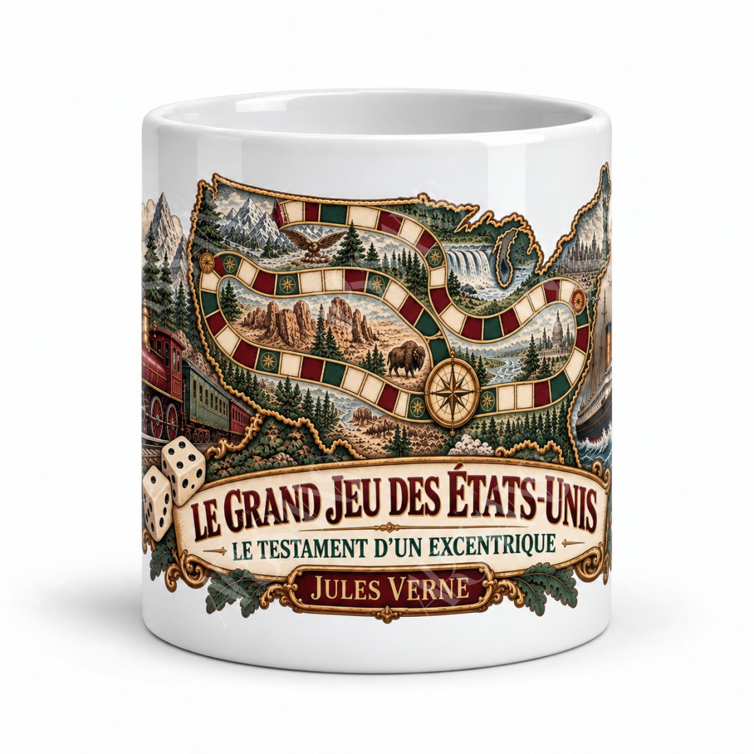 Mug Jules Verne - Le grand jeu des États-Unis, vue de face