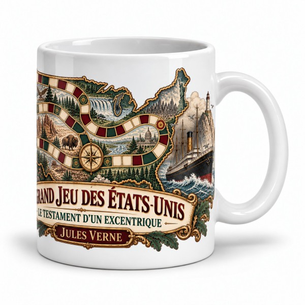 Mug Jules Verne - Le grand jeu des États-Unis, anse à droite