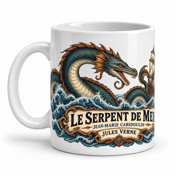 Mug Jules Verne - Le serpent de mer, anse à gauche