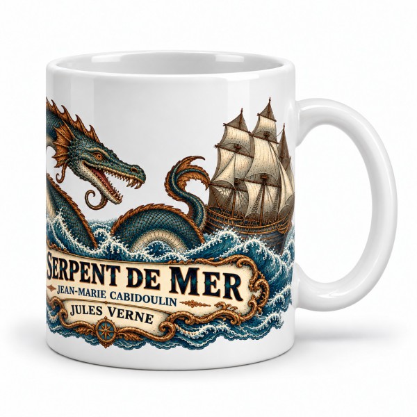 Mug Jules Verne - Le serpent de mer, anse à droite