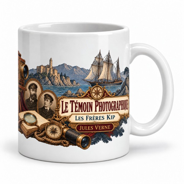 Mug Jules Verne - Le témoin photographique, anse à droite