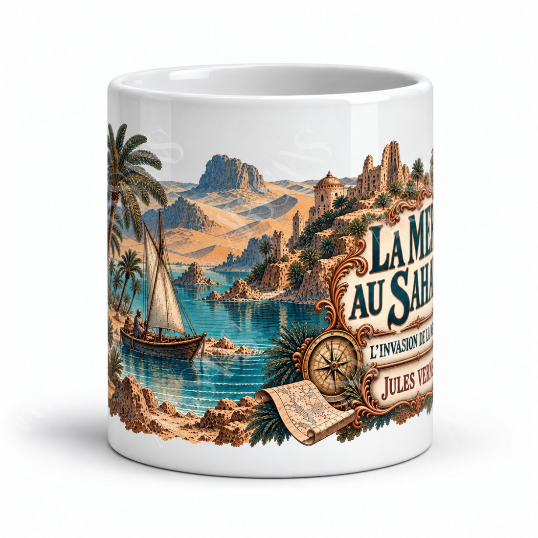 Mug Jules Verne - La mer au Sahara, vue de face