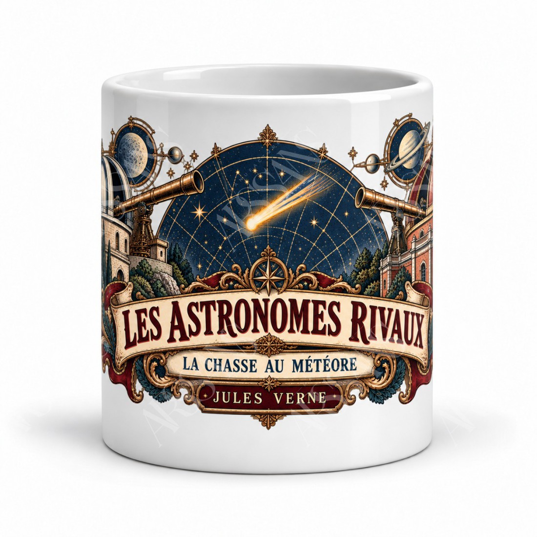 Mug Jules Verne - Les astronomes rivaux, vue de face