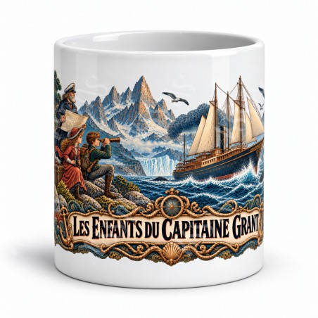 Mug Jules Verne - Les Enfants du capitaine Grant, façon affiche, vue de face
