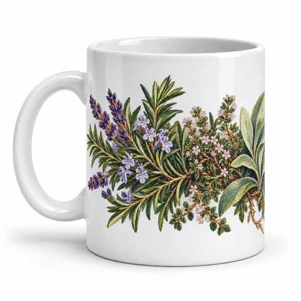 Mug Provence - Herbier de garrigue, anse à gauche