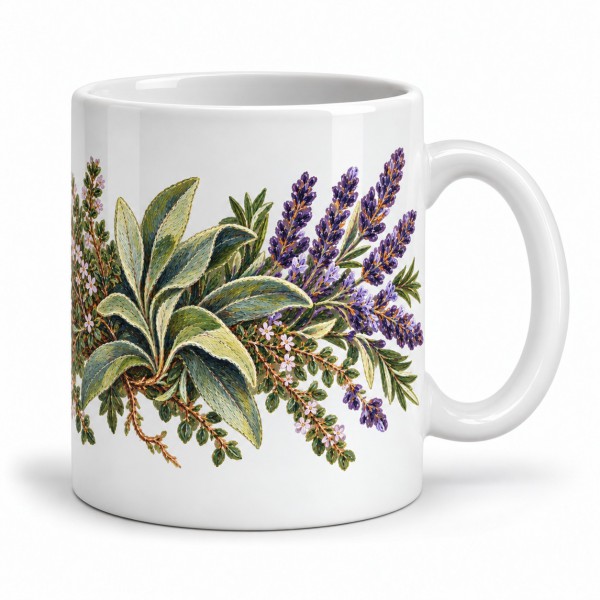 Mug Provence - Herbier de garrigue, anse à droite