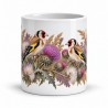 Mug nature - Chardonnerets et chardons, vue de face