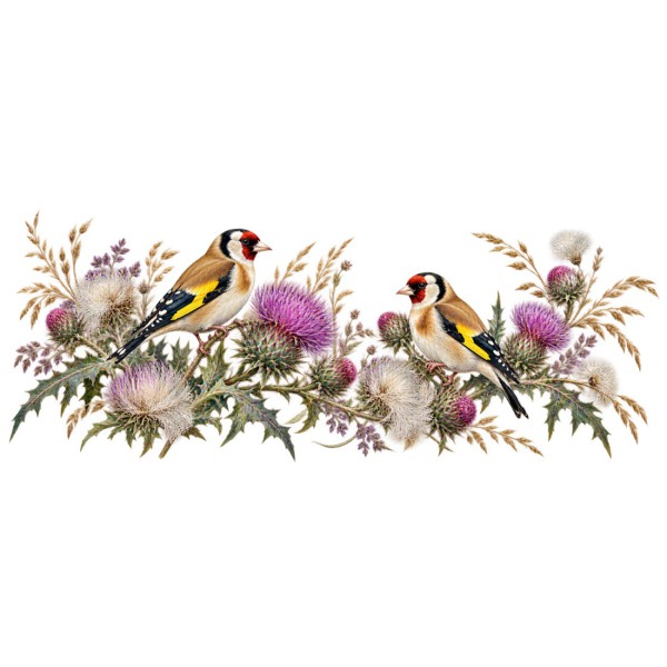 Mug nature - Chardonnerets et chardons, décor à plat