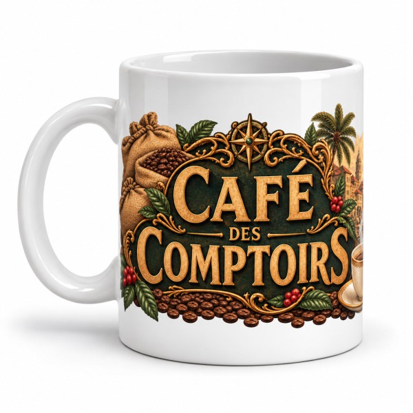 Mug café - Café des Comptoirs, anse à gauche