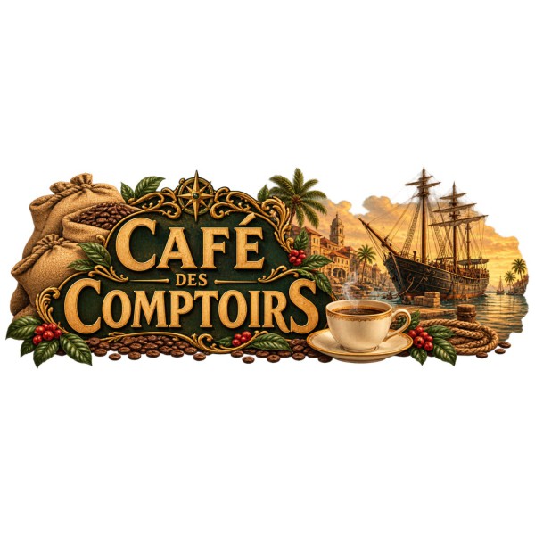 Mug café - Café des Comptoirs, décor à plat