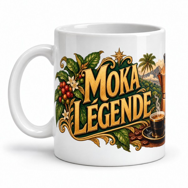 Mug café - Moka Légende, anse à gauche