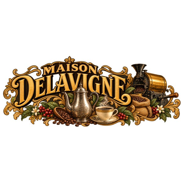 Mug café - Maison Delavigne, décor à plat
