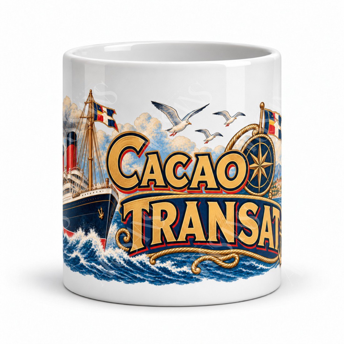 Mug chocolat - Cacao Transat, vue de face