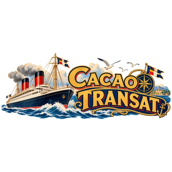 Mug chocolat - Cacao Transat, décor à plat