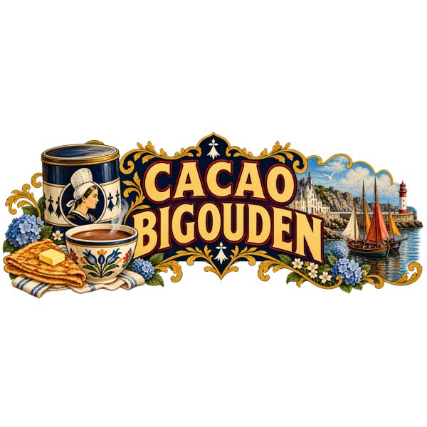 Mug chocolat - Cacao Bigouden, décor à plat