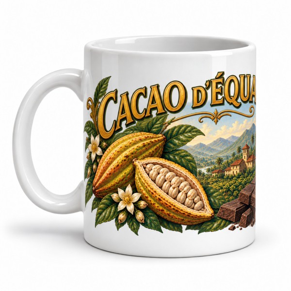 Mug chocolat - Cacao d’Équateur, anse à gauche