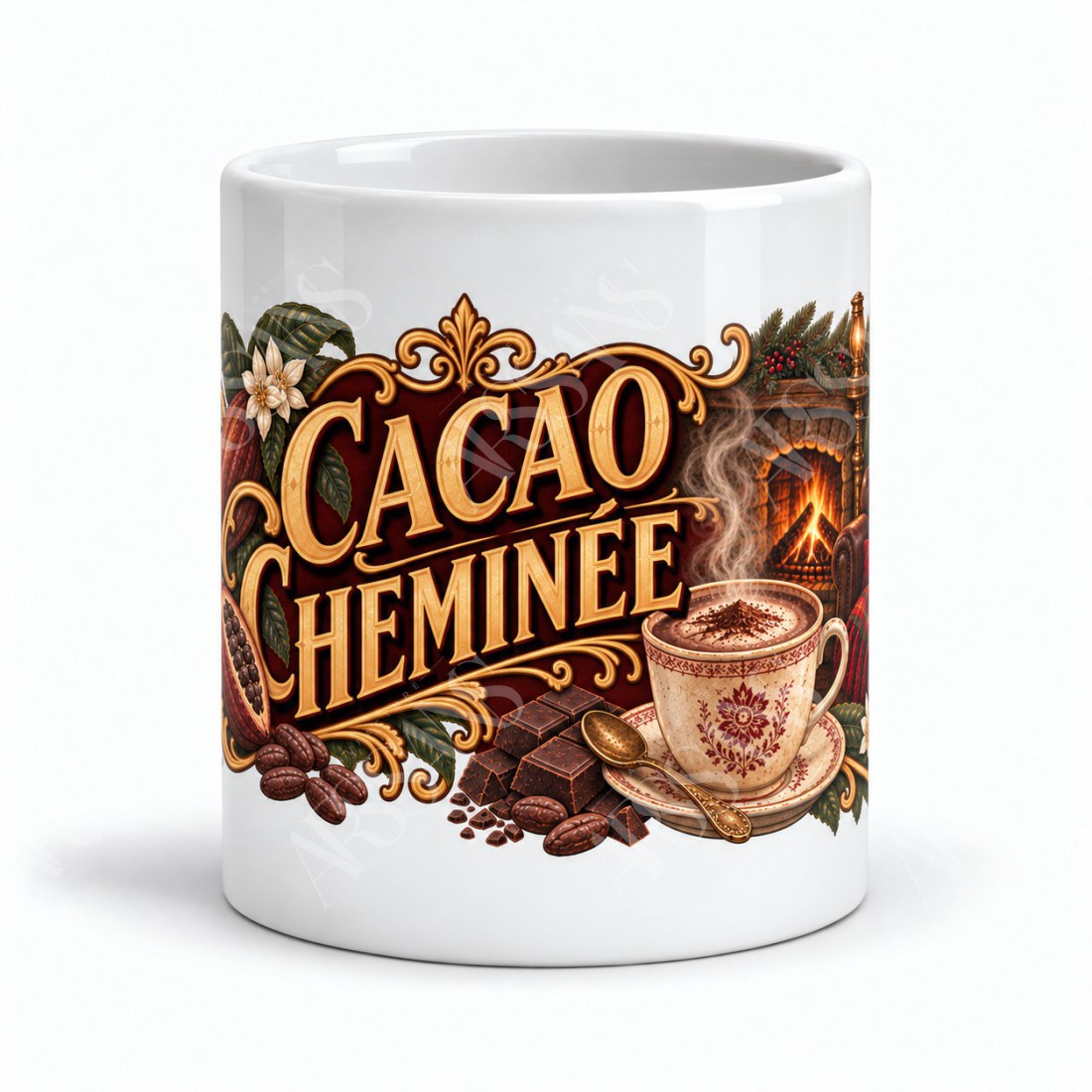 Mug chocolat - Cacao Cheminée, vue de face