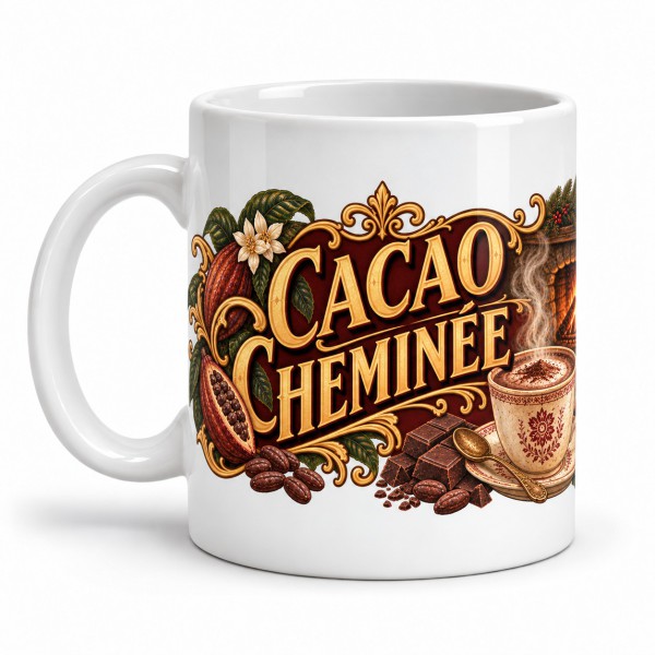 Mug chocolat - Cacao Cheminée, anse à gauche