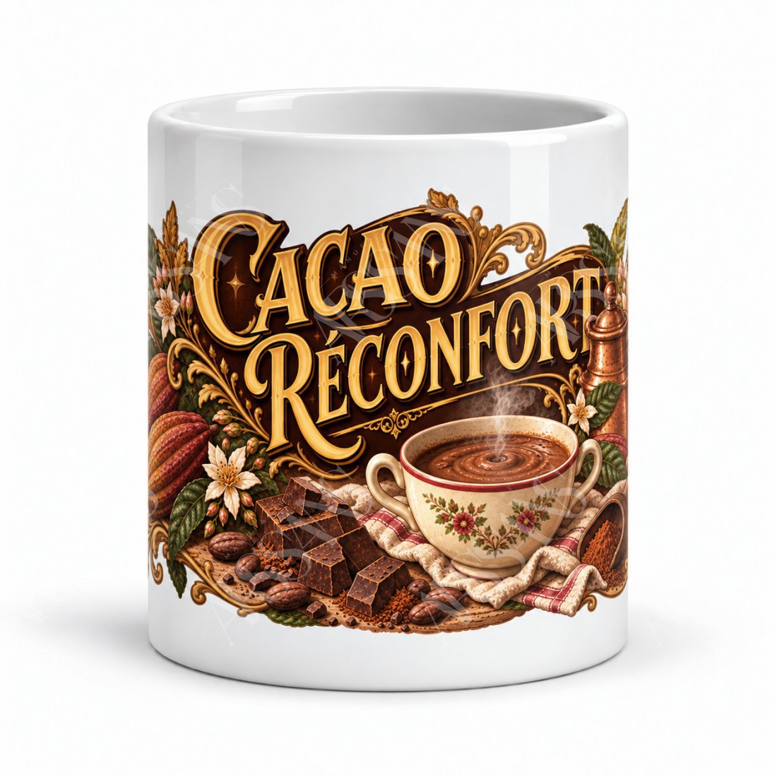 Mug chocolat - Cacao Réconfort, vue de face